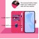 Soft-Touch PU Leather + TPU Wallet Stand Case with Lanyard for iPhone 17 Pro Max - Rose Red