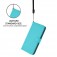 Soft-Touch PU Leather + TPU Wallet Stand Case with Lanyard for iPhone 17 Pro Max - Lake Blue