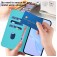 Soft-Touch PU Leather + TPU Wallet Stand Case with Lanyard for iPhone 17 Pro Max - Lake Blue