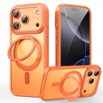 Frosted PC + TPU MagSafe-Compatible Ring Stand Case for iPhone 17 Pro Max - Orange