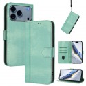 Retro PU Leather + TPU Wallet Stand Case with Buckle & Wrist Strap for iPhone 17 Pro Max - Mint Green