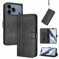 Retro PU Leather + TPU Wallet Stand Case with Buckle & Wrist Strap for iPhone 17 Pro Max - Black