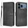 Retro PU Leather + TPU Wallet Stand Case with Buckle & Wrist Strap for iPhone 17 Pro Max - Black