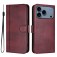 Retro PU Leather + TPU Wallet Stand Case with Buckle & Wrist Strap for iPhone 17 Pro Max - Wine Red