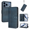 Retro PU Leather + TPU Wallet Stand Case with Buckle & Wrist Strap for iPhone 17 Pro Max - Dark Blue