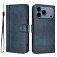 Retro PU Leather + TPU Wallet Stand Case with Buckle & Wrist Strap for iPhone 17 Pro Max - Dark Blue