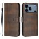 Retro PU Leather + TPU Wallet Stand Case with Buckle & Wrist Strap for iPhone 17 Pro Max - Brown