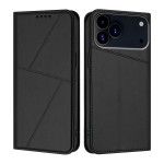 Frosted PU Leather + TPU Wallet Case with Stand & Magnetic Closure for iPhone 17 Pro Max - Black