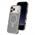Frosted Clear 2-in-1 PC + TPU MagSafe-Compatible Ring Stand Case for iPhone 17 Pro Max - Transparent Black