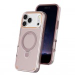 Frosted Clear 2-in-1 PC + TPU MagSafe-Compatible Ring Stand Case for iPhone 17 Pro Max - Pink