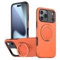 PC + TPU Hybrid MagSafe-Compatible Case with Metal Rotating Ring Stand for iPhone 17 Pro Max - Orange