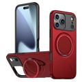 PC + TPU Hybrid MagSafe-Compatible Case with Metal Rotating Ring Stand for iPhone 17 Pro Max - Red