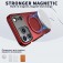 PC + TPU Hybrid MagSafe-Compatible Case with Metal Rotating Ring Stand for iPhone 17 Pro Max - Red