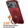 PC + TPU Hybrid MagSafe-Compatible Case with Metal Rotating Ring Stand for iPhone 17 Pro Max - Red