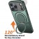 PC + TPU Hybrid MagSafe-Compatible Case with Metal Rotating Ring Stand for iPhone 17 Pro Max - Grey Green