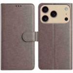 Lambskin + TPU 8-Card Wallet Case with Stand for iPhone 17 Pro Max - Grey