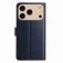 Lambskin + TPU 8-Card Wallet Case with Stand for iPhone 17 Pro Max - Dark Blue