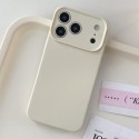 Solid-Color Silicone Camera-Frame Case for iPhone 17 Pro Max - White