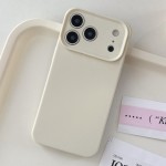 Solid-Color Silicone Camera-Frame Case for iPhone 17 Pro Max - White