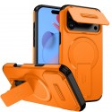 TPU + PC MagSafe-Compatible Case with Sliding Camera Cover and Stand for iPhone 17 Pro Max - Orange