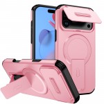 TPU + PC MagSafe-Compatible Case with Sliding Camera Cover and Stand for iPhone 17 Pro Max - Pink