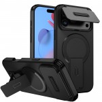 TPU + PC MagSafe-Compatible Case with Sliding Camera Cover and Stand for iPhone 17 Pro Max - Black