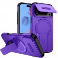 TPU + PC MagSafe-Compatible Case with Sliding Camera Cover and Stand for iPhone 17 Pro Max - Purple