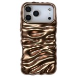 Rippled-Texture Electroplated TPU Full-Coverage Case for iPhone 17 Pro Max - Matte Gold