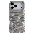 Rippled-Texture Electroplated TPU Full-Coverage Case for iPhone 17 Pro Max - Matte Silver