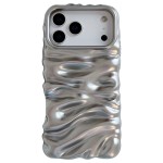 Rippled-Texture Electroplated TPU Full-Coverage Case for iPhone 17 Pro Max - Matte Silver