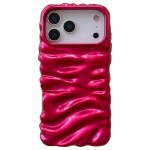 Rippled-Texture Electroplated TPU Full-Coverage Case for iPhone 17 Pro Max - Rose Red