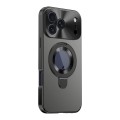Full-Cover Metal-Frame MagSafe-Compatible Privacy Screen Ring Stand Case for iPhone 17 Pro Max - Black