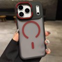 Soft-Touch Frosted MagSafe-Compatible Case with Metal Camera Frame Stand for iPhone 17 Pro Max - Red