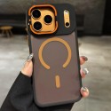 Soft-Touch Frosted MagSafe-Compatible Case with Metal Camera Frame Stand for iPhone 17 Pro Max - Orange