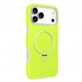 Liquid Silicone MagSafe-Compatible Case with Ring Stand for iPhone 17 Pro Max - Lemon Green