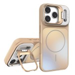 Frosted TPU MagSafe-Compatible Camera Frame Stand Case for iPhone 17 Pro Max - Desert Gold