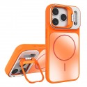 Frosted TPU MagSafe-Compatible Camera Frame Stand Case for iPhone 17 Pro Max - Orange