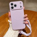 Solid-Color Liquid Silicone Magnetic Case with Lanyard for iPhone 17 Pro Max - Lilac