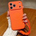 Solid-Color Liquid Silicone Magnetic Case with Lanyard for iPhone 17 Pro Max - Orange