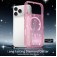 Clear Glitter PC + TPU Hybrid Magnetic Case for iPhone 17 Pro Max - Pink