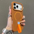 Soft-Touch Magnetic TPU Case with Silicone Wrist Strap for iPhone 17 Pro Max - Brown
