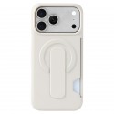 Soft-Touch PC + TPU Magnetic Card-Slot Case with Stand for iPhone 17 Pro Max - White