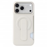 Soft-Touch PC + TPU Magnetic Card-Slot Case with Stand for iPhone 17 Pro Max - White