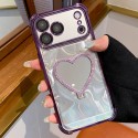 Electroplated Heart-Mirror Acrylic + TPU Case with Foldable Stand for iPhone 17 Pro Max - Purple
