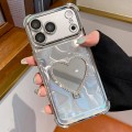 Electroplated Heart-Mirror Acrylic + TPU Case with Foldable Stand for iPhone 17 Pro Max - Silver