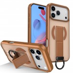 Soft-Touch Magnetic Shockproof Case with D-Ring Grip Stand for iPhone 17 Pro Max - Khaki