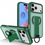 Soft-Touch Magnetic Shockproof Case with D-Ring Grip Stand for iPhone 17 Pro Max - Green