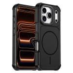 Soft-Touch Solid-Color 2-in-1 PC + TPU Magnetic Shockproof Case for iPhone 17 Pro Max - Black