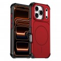 Soft-Touch Solid-Color 2-in-1 PC + TPU Magnetic Shockproof Case for iPhone 17 Pro Max - Red