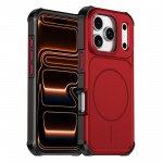 Soft-Touch Solid-Color 2-in-1 PC + TPU Magnetic Shockproof Case for iPhone 17 Pro Max - Red